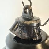 Industrial Black Enamel Factory Lamp with Cast Iron Top, 1960s