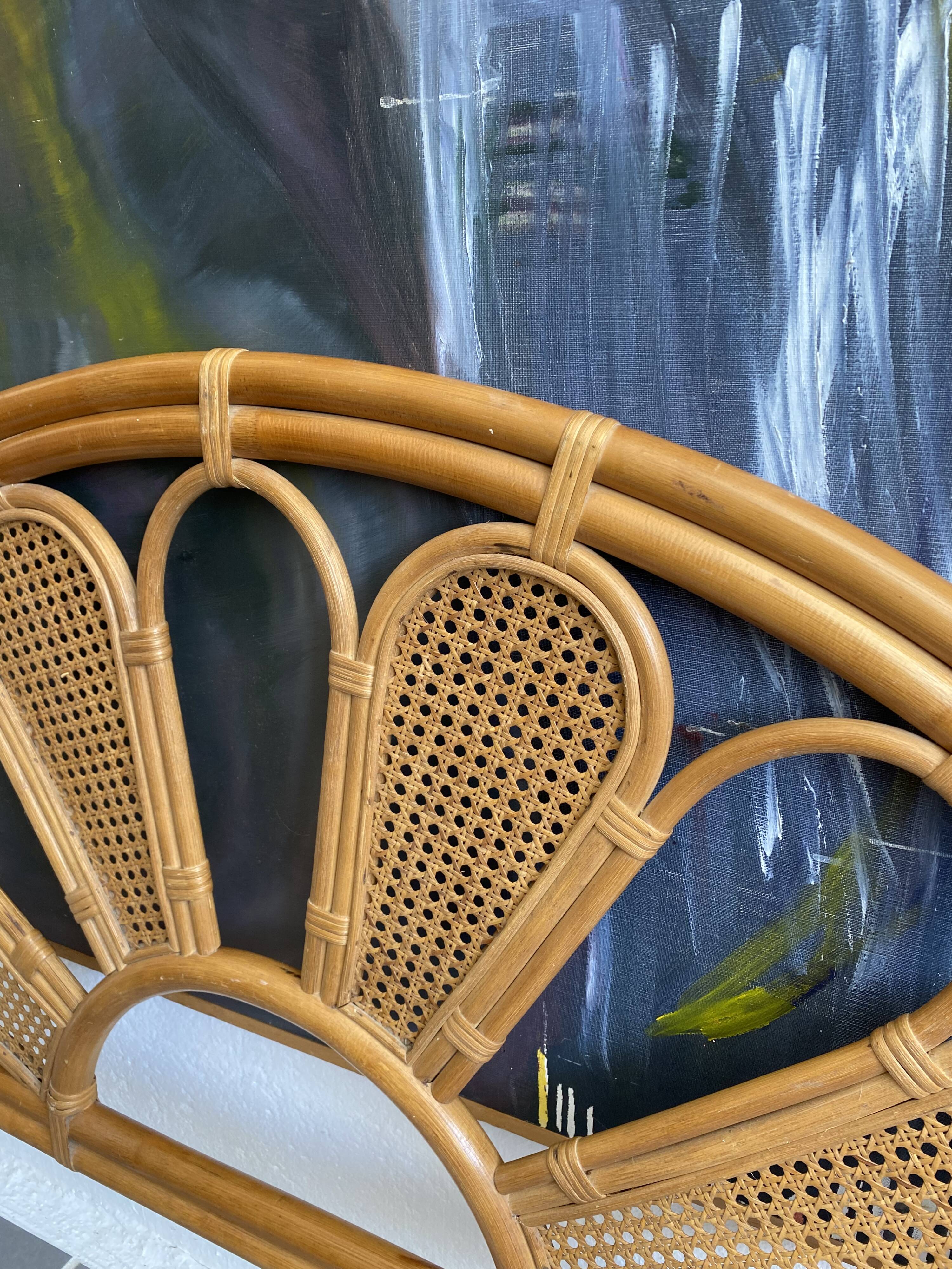 Vintage rattan headboard and peacock cannage