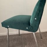 Vintage chair in green velvet and chrome legs