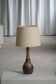 Art Nouveau table lamp in coloured terracotta by L. Hjorth, Bornholm, 1930s.