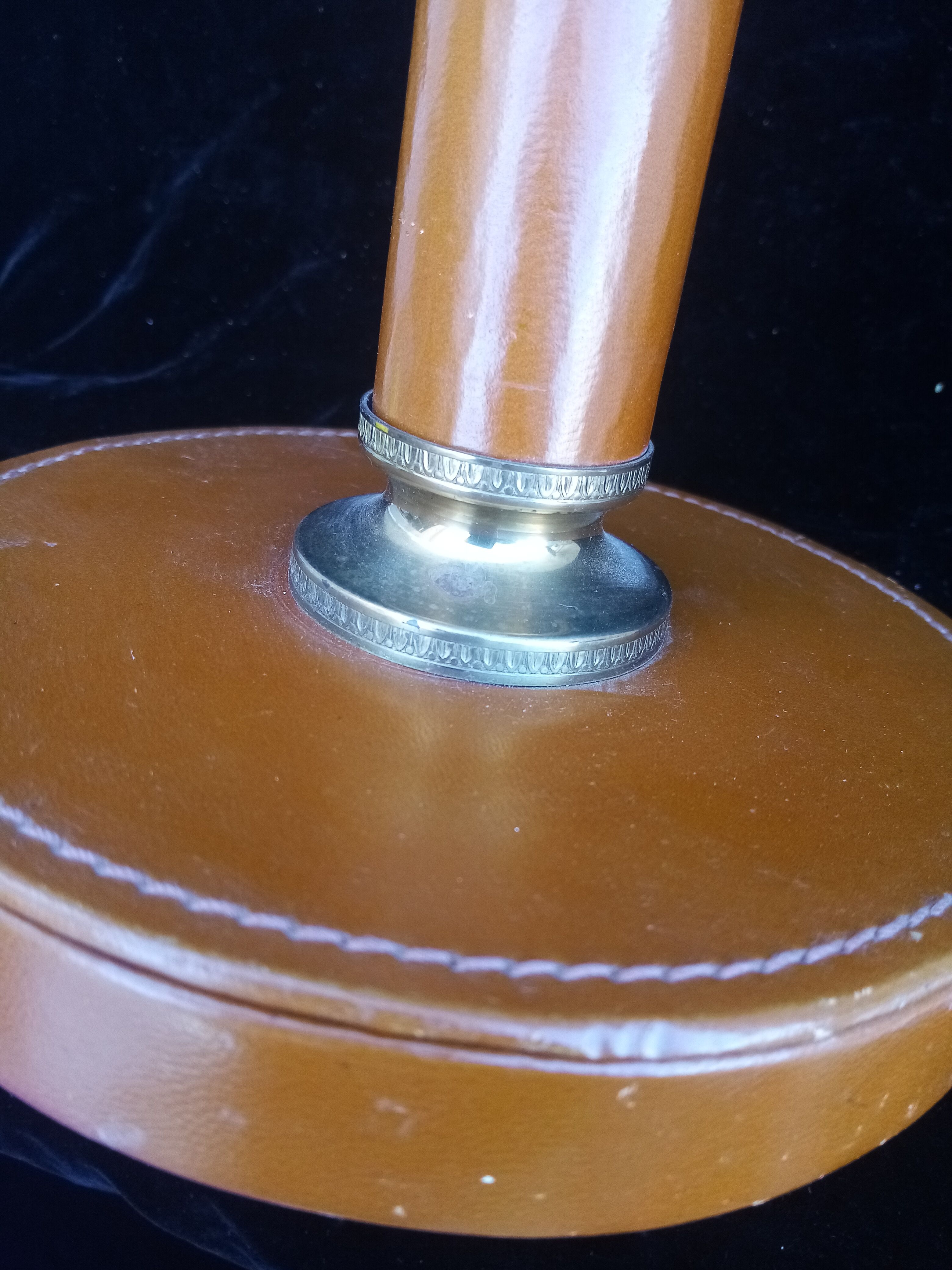 Old foot lamp leather and brass