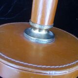 Ancien pied de lampe cuir et laiton