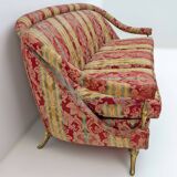 Art Dèco Style French Brass And Fabric Sofa, 1950s