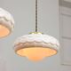 Mid-Century Italian Ceramic & Brass Pendant Lamps, Set of 2