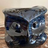 Anthropomorphic owl stoneware vase