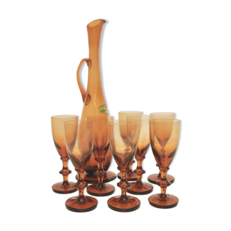 8 verres et carafe cristal de Portieux