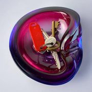 Sommerso pink and purple Murano glass tray by Flavio Poli