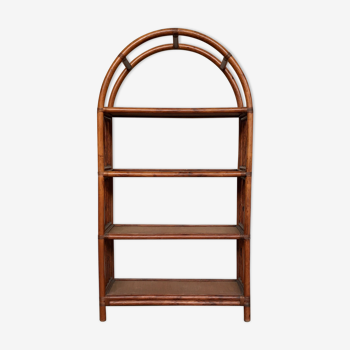 Library in burr rattan wicker natural bamboo old 1950