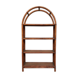 Library in burr rattan wicker natural bamboo old 1950