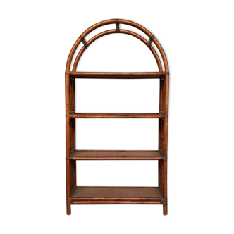 Library in burr rattan wicker natural bamboo old 1950