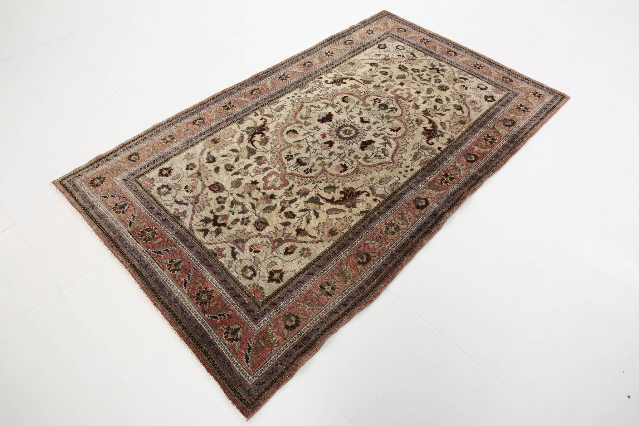 4x7 Brown Floral Vintage Persian Rug, 130x215Cm SK 2606