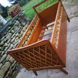 Wooden and rattan child bed