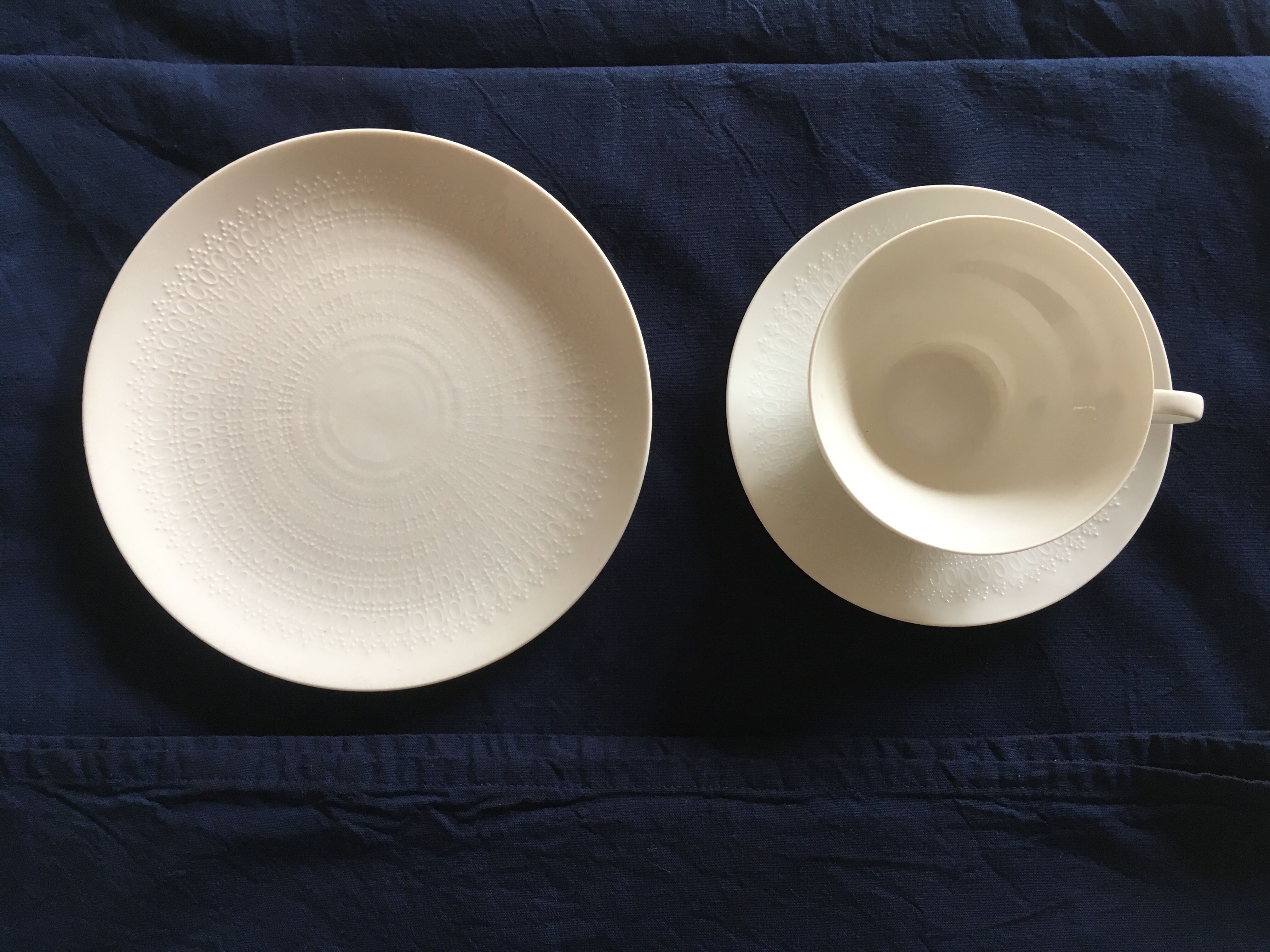 Large linen mixed blue indigo linen L 2.80