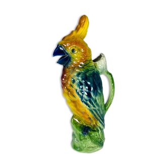 Vintage pitcher cockatoo slurry from Saint-Clément France 1920