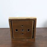 Set of 3 vintage wall lights – brass and opal glass (70s design)