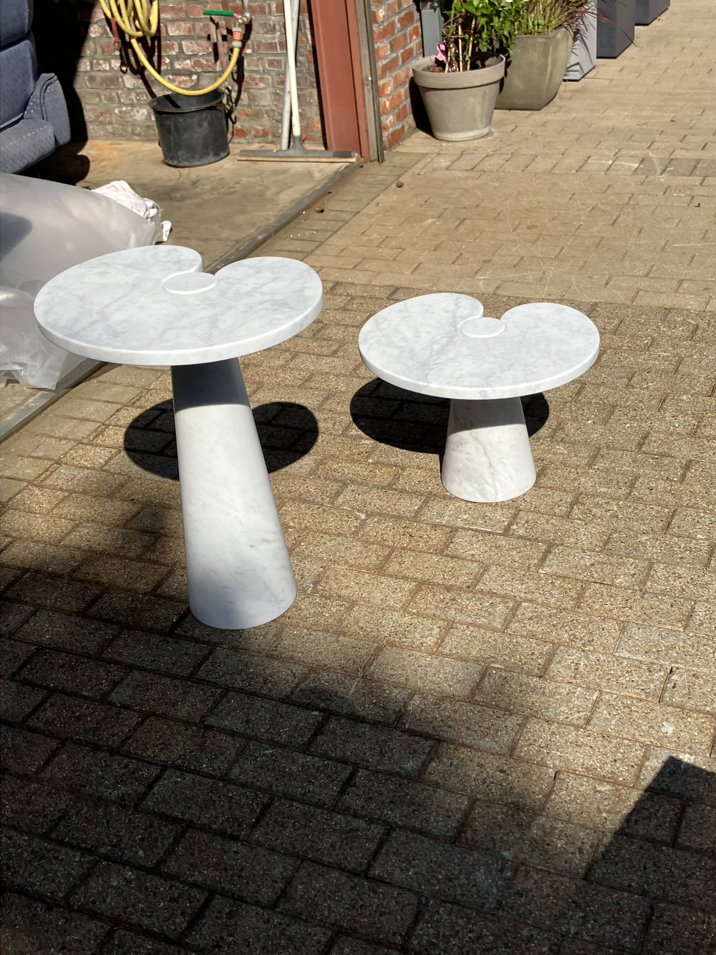 2x Eros Side table Angelo Mangiarotti Carrara marmer Nieuwstaat!