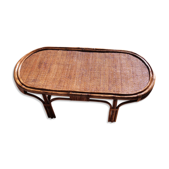 Table basse bambou et rotin 1960