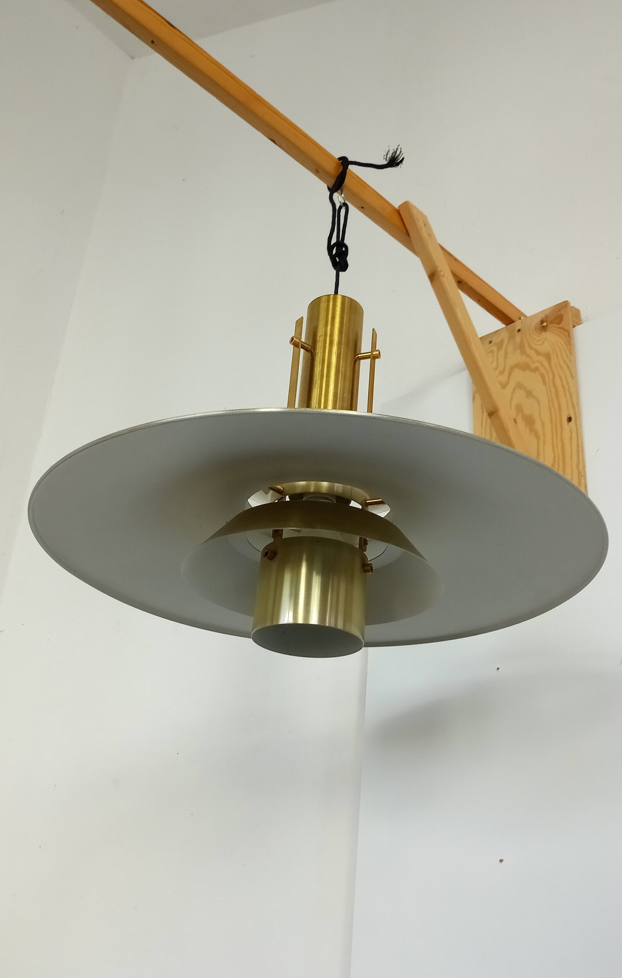 rare danish ceiling lamp by T H Valentiner in brass with 70 cm diameter