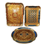Trio of vintage Florentine trays