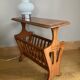 Vintage magazine rack with shelf, Solid cherry wood side table from the 1990s