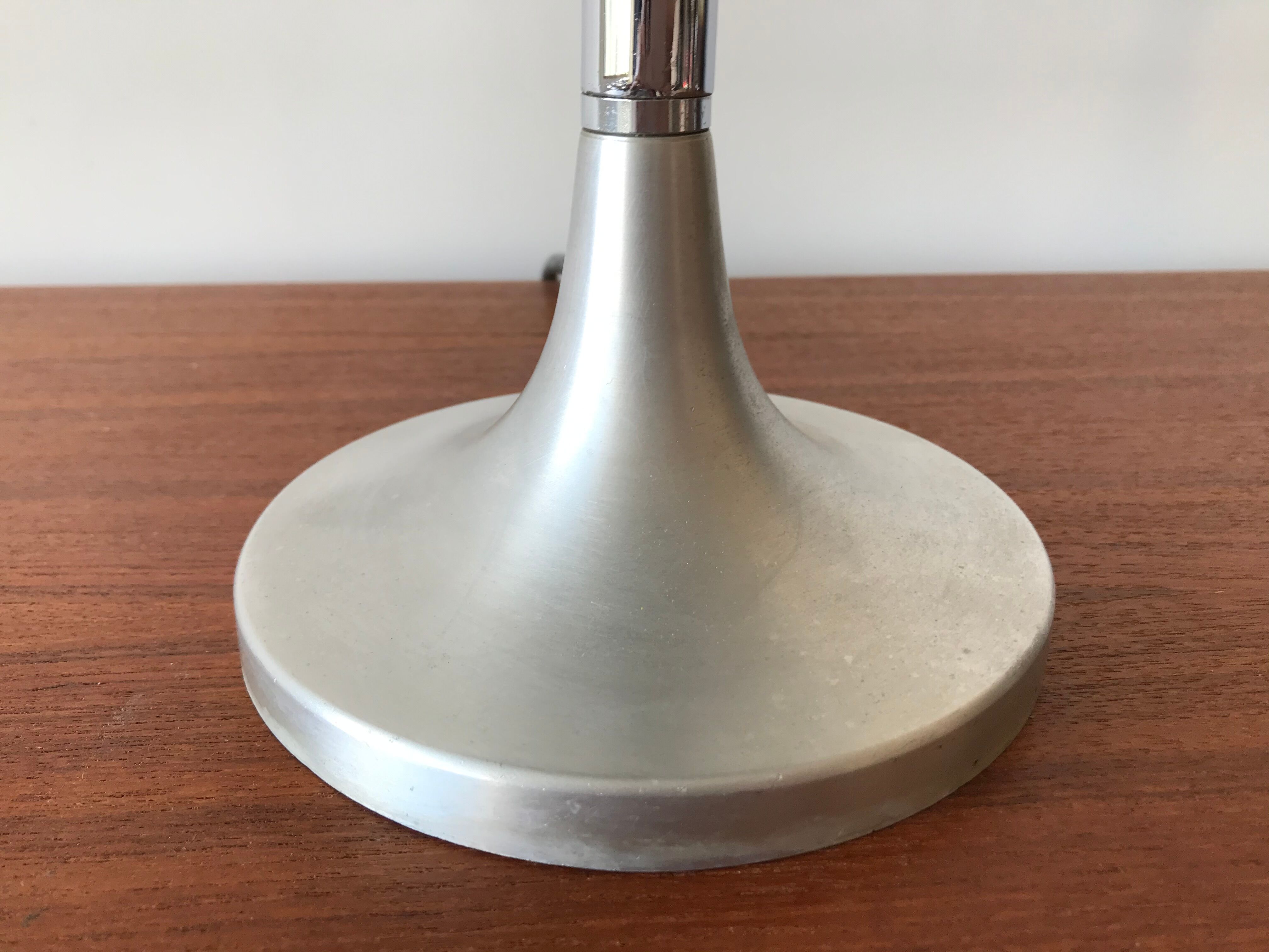 Mushroom lamp, brushed steel, circa 1960