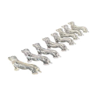 8 plastic knife holders, 70s, dachshund shape