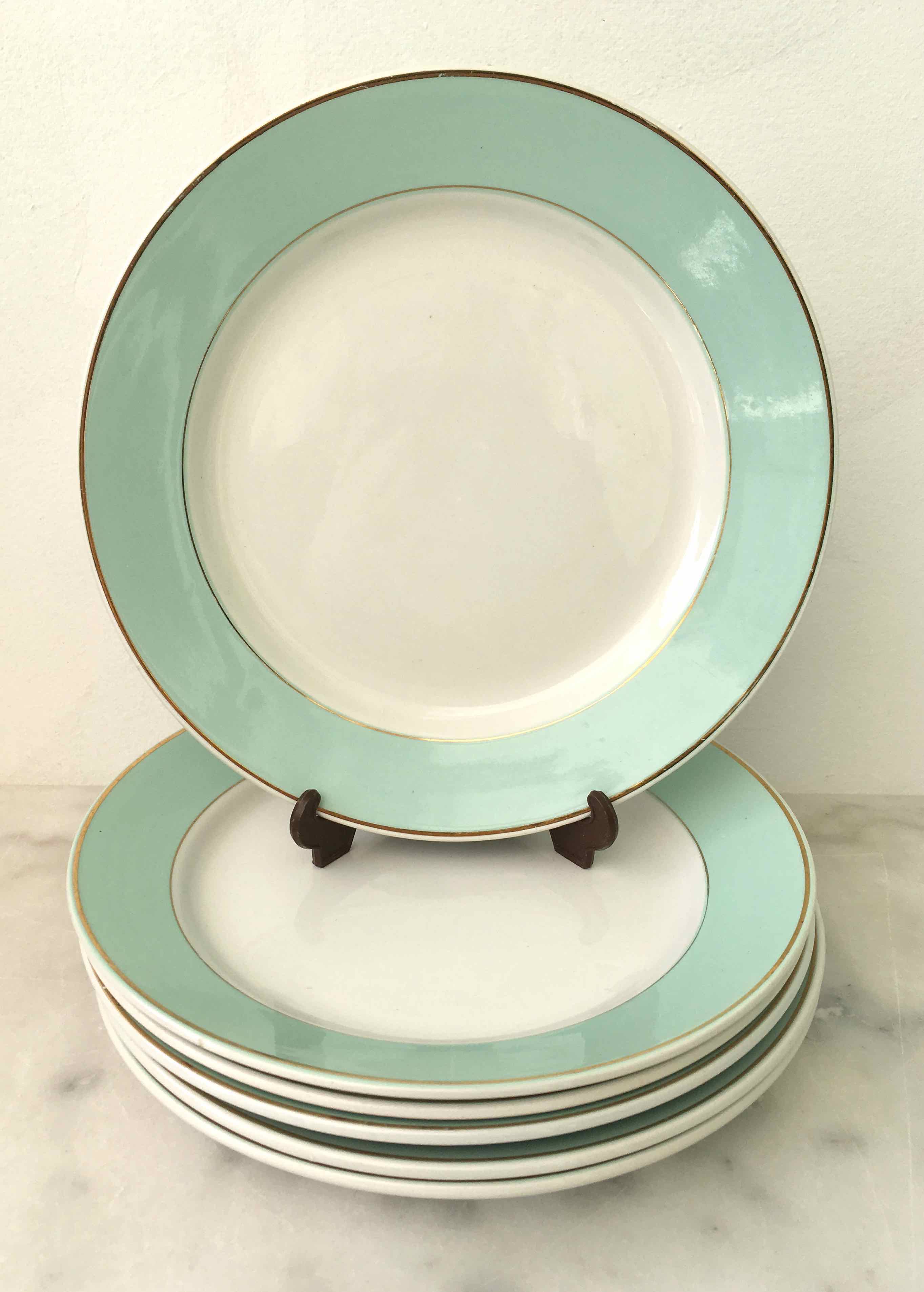 Set 6 flat plates fine earthenware Lunéville Meudon