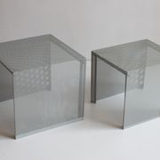 Grey perforated metal nesting side tables, 1990s set of two.