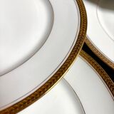 6 flat plates in white and gold Limoges porcelain