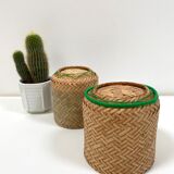 Pair of small rattan pot baskets