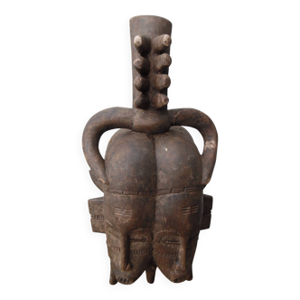 Art africain  Masque Senoufo Kpeliye janiforme - Bois - côte d'ivoire