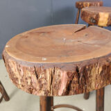 Vintage tree trunk bar stools, 1970s - set of 5