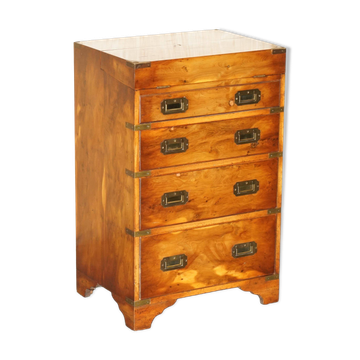 Bureau militaire Harrods en bois Burr Yew avec cuir, style campagne