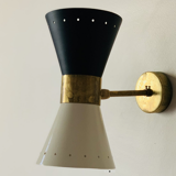 Pair wall lamps diabolo white & black