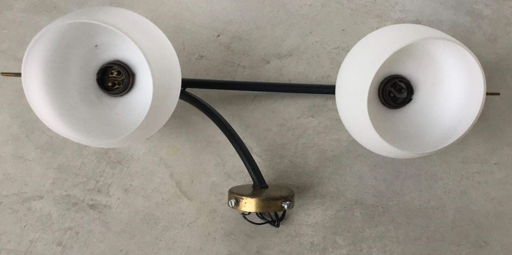 Double wall light of the house Arlus - brass and black metal - 1950