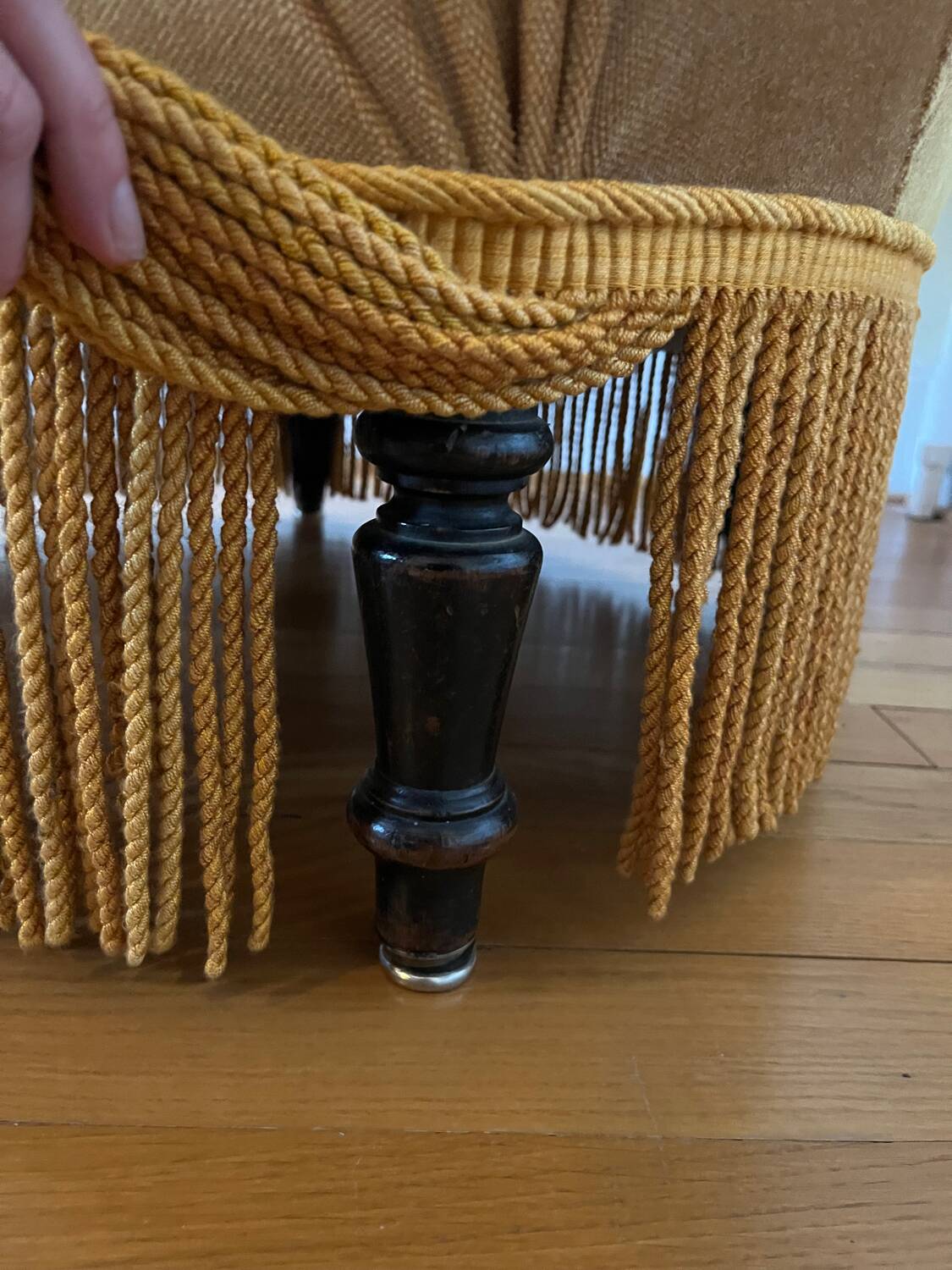 Mustard velvet armchair