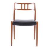 Chaise de salle à manger – Niels Otto Møller – Modèle 79 – Teck et cuir noir – JL Møllers Møbelfabrik – Années 1960