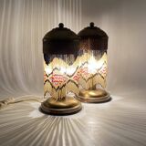 Ensemble de 2 lampes de table en laiton du milieu du siècle, Italie années 1940