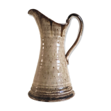 Enamelled stoneware pitcher signed