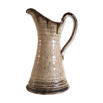 Enamelled stoneware pitcher signed