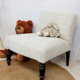 Fauteuil chauffeuse tissu bouclettes