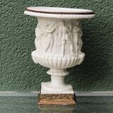 Pair of Medicis Borghese vases in porcelain biscuit and brass.