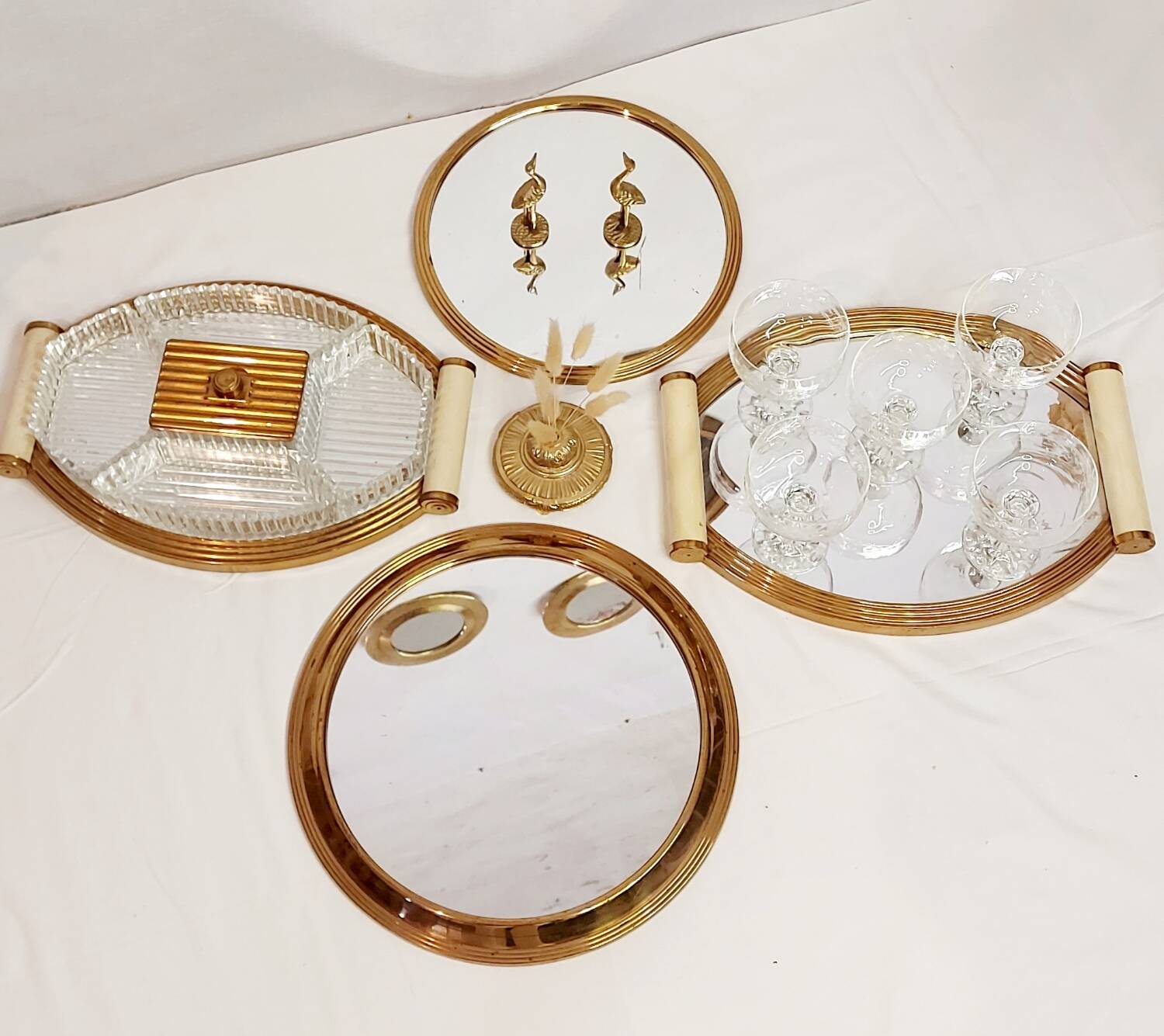 Vintage oval mirror tray