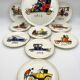 Vintage dessert service in earthenware, signed Jacques Charmoz - Val d'Or GIEN - 1950s