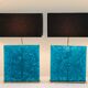 Turquoise fractal resin table lamps, 1980s