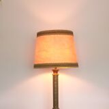 Lampe de table bronze et laiton, décor floral feuilles de vigne