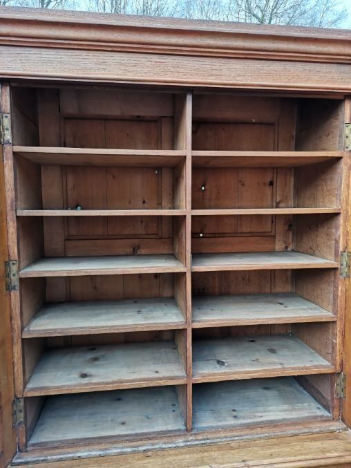 Solid oak store furniture with label door on doors