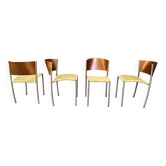 Chaises de salle à manger vintage en osier et chrome, années 1980