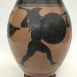Reproduction of a Greek Attic-style black-figure vase depicting warriors