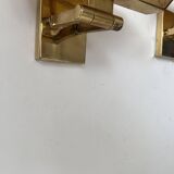 Pair of vintage adjustable wall lights, solid brass, Italy 1970